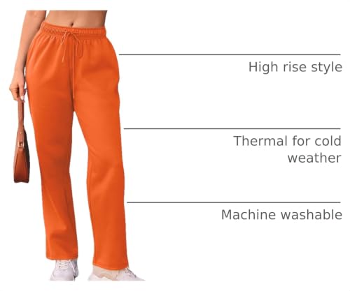 Image of AUTOMET Women's Straight Leg Sweatpants Fleece Lounge Pants | Fall Athletic Joggers with Pockets,Lightweight Soft Sweat Pants, Casual Gym Workout Pants