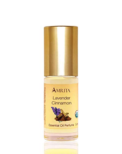AMRITA Aromatherapy: Lavender - Cinnamon Essential Oil Perfume - USDA Certified Organic & Alcohol-Free - Blended with Premium Therapeutic Quality Essential Oils - Size: 5ML