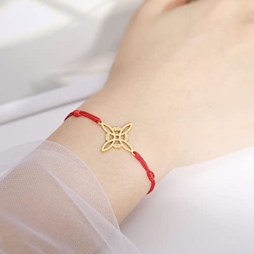 Image of Creative Witches Celtic Knot Bracelet Stainless Steel Hollow Out Witchcraft Handmade Braided Wax Cords Couple Friendship Bracelet