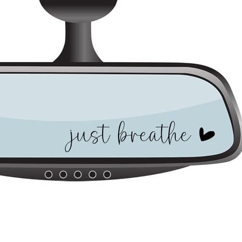 4 xJust Breathe Rear View Mirror Sticker,Rearview Mirror Decal,Car Accessories For Women,Motivational Stickers,Water Bottle Laptop Bumper Tumblers Sticker,Vanity Mirror Stickers,Car Window Decal