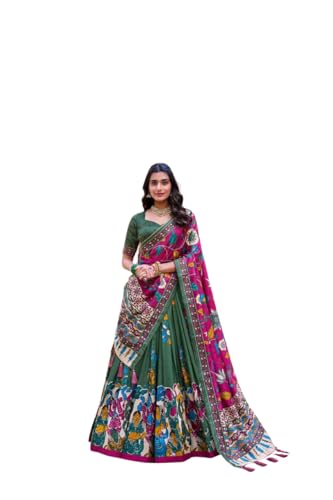 PARI ERA Women’s Trending Designeer Tussar Silk Lehenga Choli Print with Foil Work With Unstitched Blouse Patola Print Adorned with Foil Work For Navrati || Wedding PARI ERA Women’s Trending Designeer Tussar Silk Lehenga Choli Print with Foil Work With Unstitched Blouse Patola Print Adorned with Foil Work For Navrati || Wedding