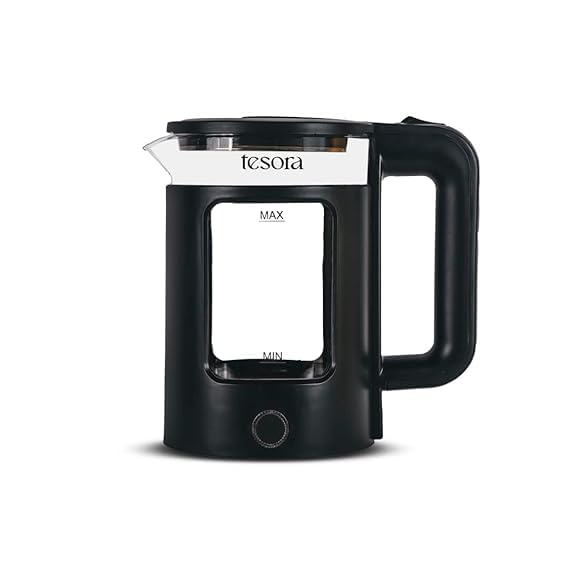 Image of Premium Electric Kettle | Auto Power Cut | Boil-Dry Protection | Cool Touch Double Wall | 1500 Watts |1-Year Warranty by Tesora (Black)