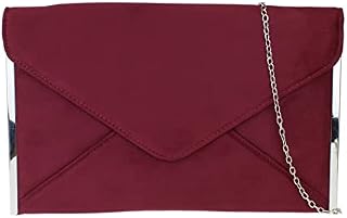 Girly Handbags Elegant Faux Suede Clutch Bag Envelope Plain Design Sides Frame Wedding Prom