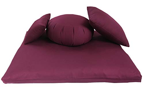Buckwheat Zafu, Zabuton and Support Meditation Cushions Set (4Pc) - Image 3