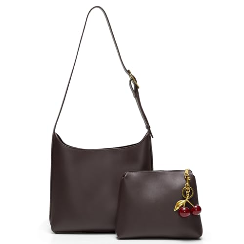 Bucket Bags for Women Medium Vegan Leather Tote with Adjustable Strap Small Pouch Designer Handbags Travel Work Purse