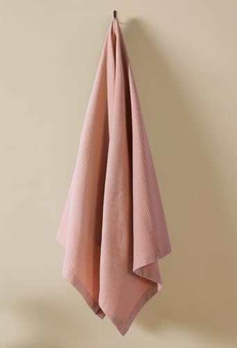 Image of haus & kinder Maple Waffle Bath Towel | Honeycomb Bathing Towels | 100% Cotton Towel for Men, Women | Gym Towels, Spa Towel | Ultra Absorbent Towel | 220 GSM | Quick Dry Solid Dusty Rose, 75x150 Cm