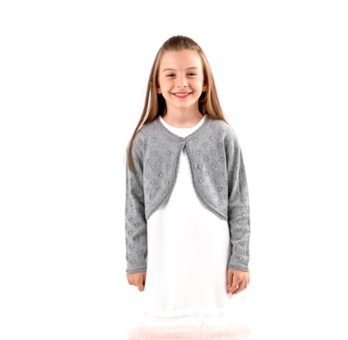Image of Minora Long Sleeve Bolero, Girls' Knit Cardigan Shrug with One-Button Closure, Baby /Child Cotton Childrens Bolero, Sweater