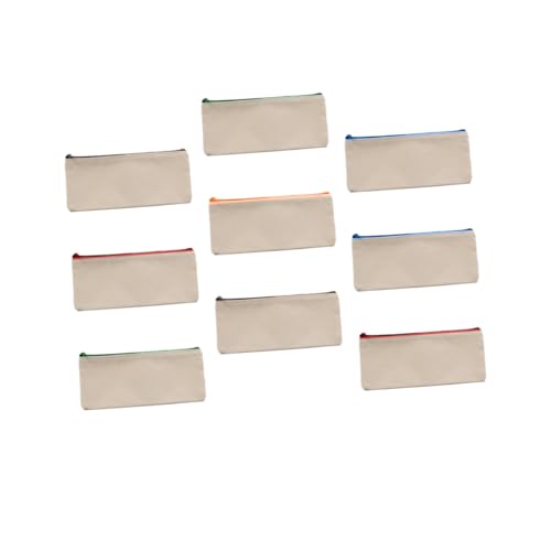 Housoutil 15個 キャンバス製点多機能ジッパー付き筆箱 大容量軽量ポーチ 学校 オフィス 化粧品収納用 ブランク表面カスタマイズ可能