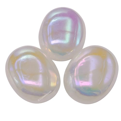Image of Crystal Heaven Angel Aura Quartz Crystal Palm Pebbles Stones For Anxiety Stress Relief Massage-Aaa Grade Original Healing Gemstone Agate Palm Stone For Yoga Meditation Spiritual Reiki Feng Shui