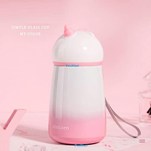 Image of FunBlast Unicorn Water Bottle for Kids, 320 ML Water Bottle for Girls - Stainless Steel Hot and Cold Water Bottle, Leak Proof /Spill Proof Sipper Bottle for Kids, Kids Water Bottle (Pink)