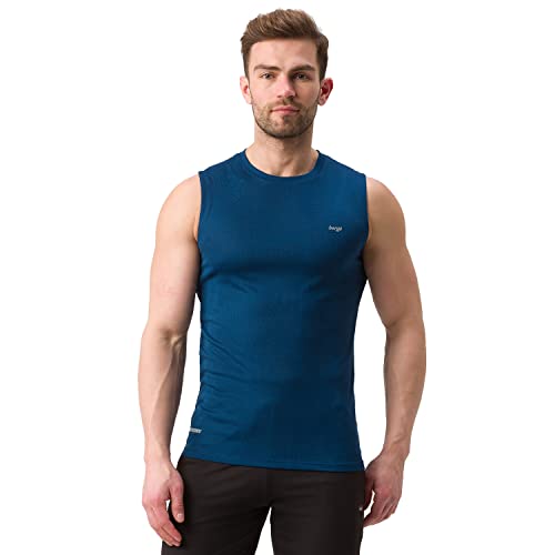 Image of berge' Men's Sleeveless T-Shirt, 100% Polyester Jacquard Geometric Print Tshirt for Swimming Badminton Running Sporting Activity, Slim Fit Round Neck Gym Tank Tops & Muscle Tees