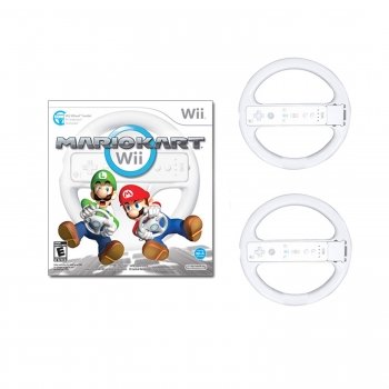 Quality Mario Kart for Nintendo Wii and 2 Extra White Wheels (Motion Plus)