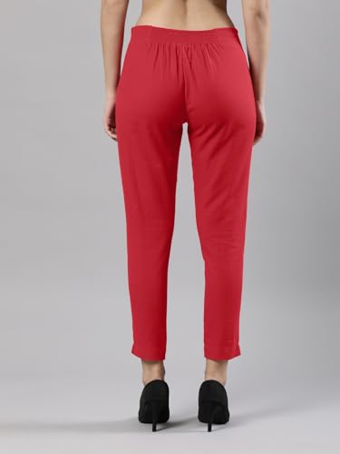 Image of Femmora Comfortable Fit Solid Straight Pant, Breathable Cotton Fabric with Side Zip Button Closure, for Women, Pack of 1