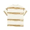 2026 Summer Heavyweight Retro Washed Striped Short Sleeve T-Shirt Loose Fit Breathable Tee for Men and Women (Khaki, S) #2