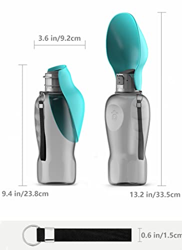 Image of Kalimdor Dog Water Bottle, Leak Proof Portable Puppy Water Dispenser with Drinking Feeder for Pets Outdoor Walking, Hiking, Travel, Food Grade Plastic (27oz Blue)