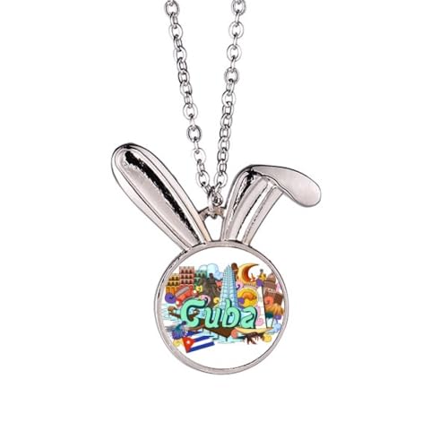 Collier pendentif lapin de Cuba et Guantanamo en graffiti pour amoureux des animaux