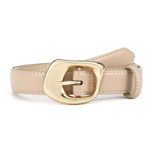 HOTWILL Women Belt with Gold Buckle Ladies Fashion Faux Leather Waist Belt for Jeans Pants