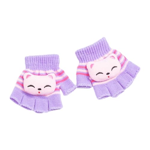 Xinsheinelry Children Cartoon Half Fingers Gloves Age1-6 Toddler Knitting Half Finger Winter Mittens Thick Liner Gloves For Boys Girl