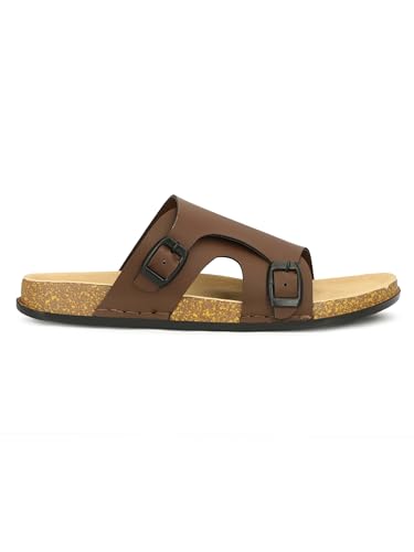 Image of Men Full Cover Double Buckle Slippers | Covered Slip-On Sandals for Men | Comfortable Footwear | Adjustable Strap Rubber Sandals | Anti-Slip Sole Slippers