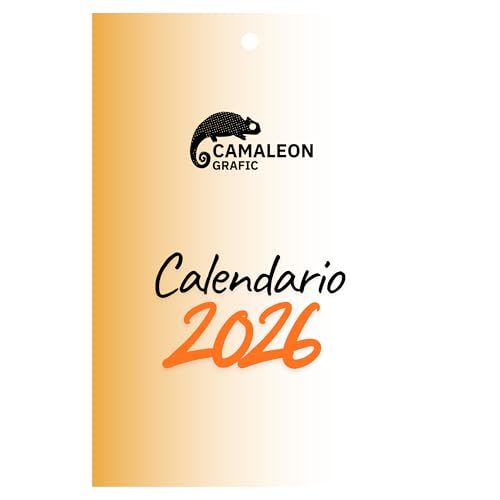 Camaleon Grafic - CAMALEON GRAFIC Calendrier 2026 de Bureau, 365 Citations Célèbres Inspirantes, 1 Page par Jour, Format 15 x 10 CM, Idéal pour les Bureaux, les Tables de Travail, la Maison et Comme Cadeau (Orange)