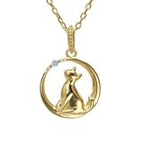 [未来天使] 選べる 誕生石 ネックレス レディース 月 ムーン 猫 三日月 イエローゴールド加工 日本製 誕生日 プレゼント にピッタリ MIP11020-YG (3月：アクアマリン)