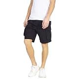 BRAVE SOUL Herren Jogger Shorts Island Cotton Canvas Pocket Cargo Pants Sommer, Schwarz – Islandblk, S