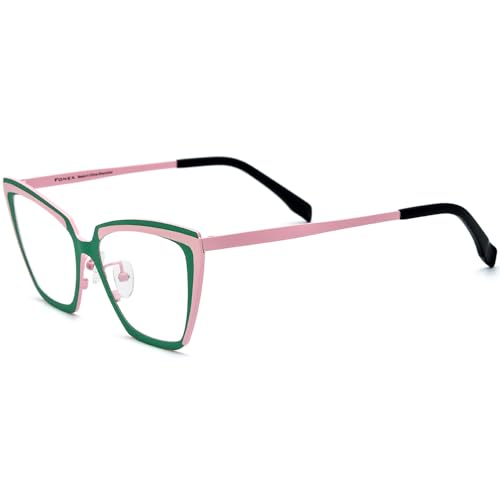 Image of FONEX Colorful Pure Titanium Glasses Frame Women Retro Round Eyeglasses
