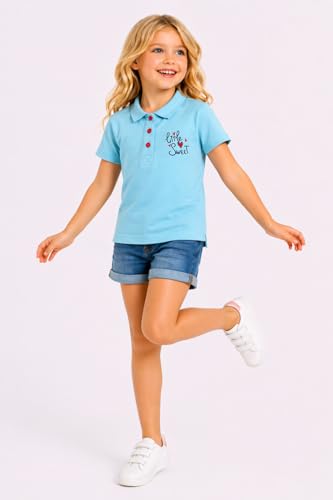 Image of DYCA by Bodycare Girls Polo Neck Half Sleeves T-Shirt, Cotton Printed Tshirt, Everyday Wear T Shirt (Print May Vary)