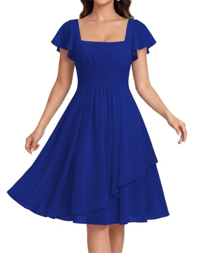 Robe demoiselle d'honneur mousseline froncée fluide pour femme ronde