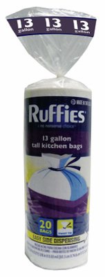 20PK 13GAL RUFFIES WING TIE BAG