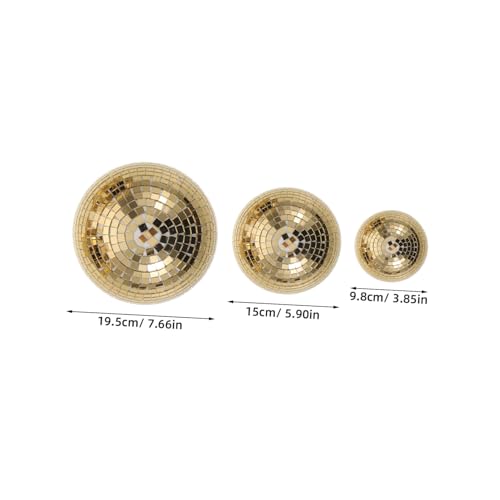 3 unidades de bolas espejadas doradas en forma de hemisferio, decoración mural reflectante para cocinas y eventos de DJ, fácil de limpiar miniatura 2