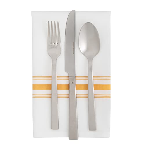 Restaurantware-18.5 x 22.75 Inch Bistro Napkins, 10 Tightly Woven Restaurant Cloth Napkins - Machine Washable, Durable, White with Yellow Stripes, Polyester Dinner Napkins, Restaurant Quality, Soft