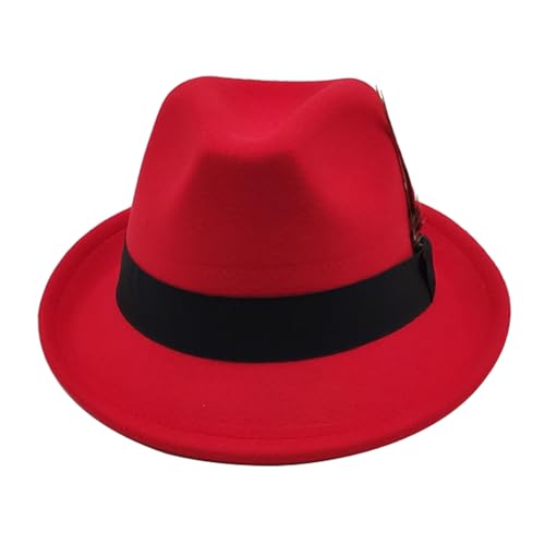 Image of Unisex Trilby Hats Classic Fedora Hats for Women Men Dress Hats Felt Short Brim Fedoras Hat Panama Hat with Band