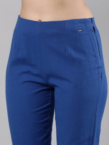 Image of Femmora Comfortable Fit Solid Straight Pant, Breathable Cotton Fabric with Side Zip Button Closure, for Women, Pack of 1
