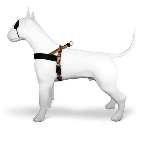 Foto 2 de 3 de MORSO® Arnés Noruego Ajustable para Perros pequeños, Amarillo/Naranja y Negro, Talla SM