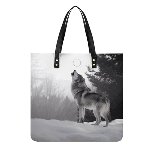 Sac à main pour le travail et les voyages grand sac hobo souple Howling Wolf
