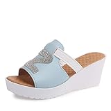 💗💞 Sohle: Sohlenmaterial: Hochwertige Gummisohle, Sohlenmuster und Zahnrillendekoration sind nicht nur schön, sondern auch rutschfest, verschleißfest, verhindern Stürze, begleiten Sie Ihre Reise. Langlebige Schuhe, Es kann sicherstellen, dass Sie im Sommer nicht auf dem rutschen.