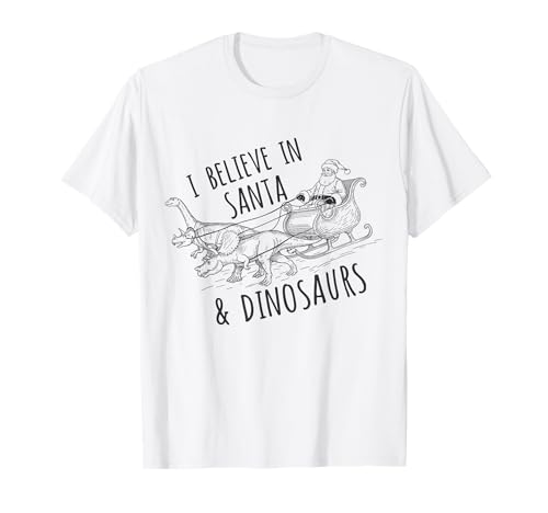 Credo in Babbo Natale e nei dinosauri | Funny Dino Santa Christmas Maglietta