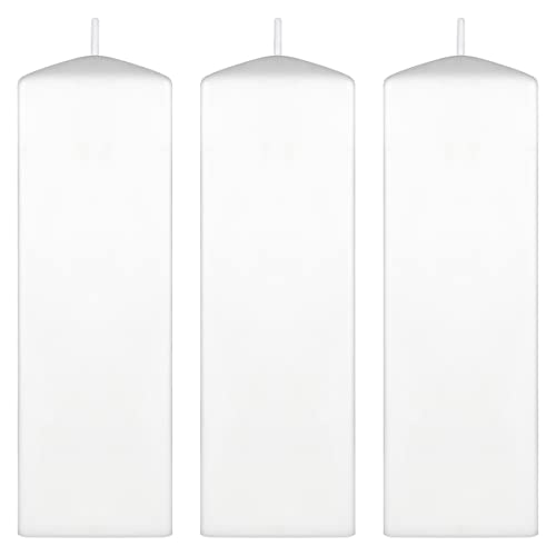 Mega Candles 3 Pcs Unscented White Dome Top Square Pillar Candle, Economical One Time Use Event Wax Candles 2 Inch X 6 Inch, Wedding Receptions, Birthdays, Parties, Celebrations, Florists & Churches #TOP19