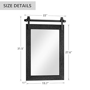Farmhouse Bathroom Mirror for Over Sink 22×32 Black Rustic Western Barn Decor Bathroom Vanity Mirror Wall Mirror for Bathroom Living Room Bedroom Entryway