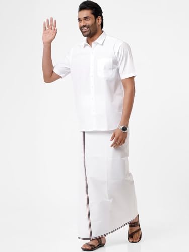 Image of RAMRAJ COTTON Mens Single Layer ADMK Party Political Dhoti