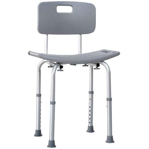 HOMCOM Silla Ducha Personas Mayores con Respaldo Antideslizante 136 kg
