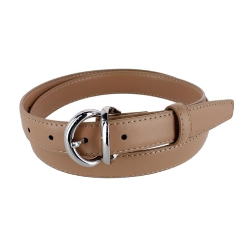 CTM Women's Leather Dress Belt with Metal Keeper