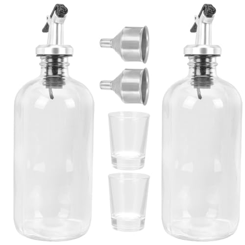 Dispensador de enjuague bucal de vidrio Yardwe de 500ml con dos botellas y vasos 2