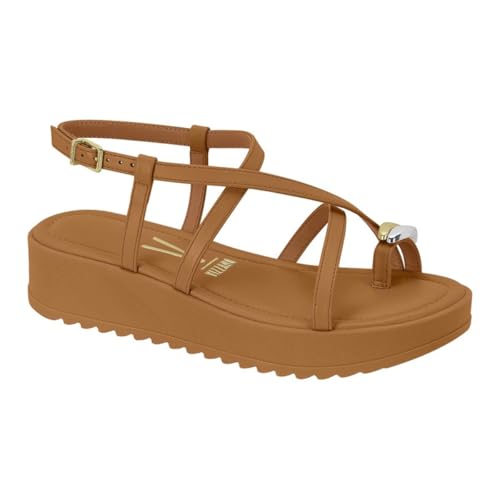 Sandália Plataforma Feminina Vizzano – De Dedo, Leve, Confortável e Moderna para Uso Diário (Camel, BR, Adulto, Numérico, 39)