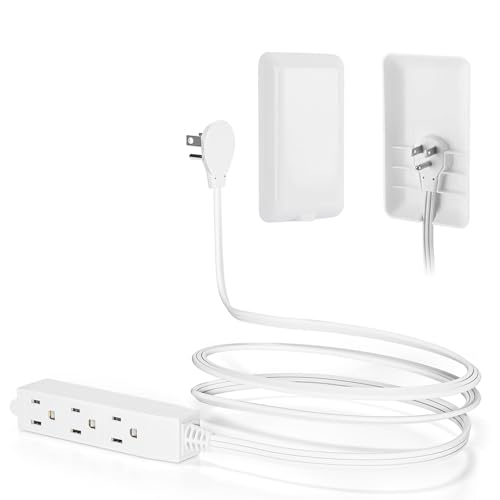 CILIA Flat-Face Outlet Extender, Ultra-Thin Wall Plate Plug with Cord Extender, 3 Outlets Power...