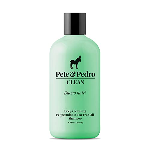 Pete & Pedro CLEAN Shampoo - Deep Cleansing Tea Tree Oil And Peppermint Daily Cleaning Haircare Shampoo For Men & Women | Helps With Dandruff & Greasy Hair | As Seen on Shark Tank, 8.5 oz.