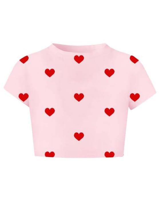 Image of Betusline Girls & Women Basic Summer Short Sleeve Slim Fit T-Shirts Soft Crewneck Crop Y2k Tee Cute Gym Fashion Clothes