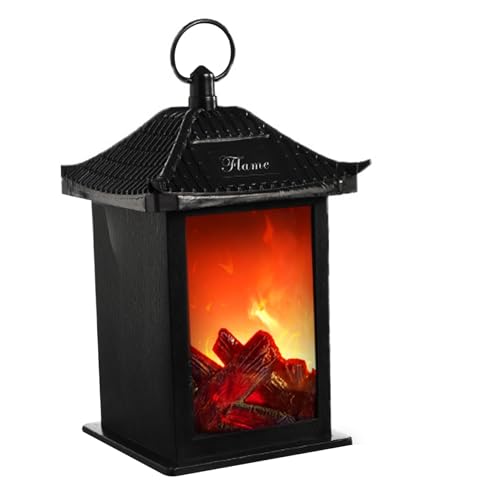 Mini chimenea de escritorio LED farol sin llama con puerto USB y asa portátil 8