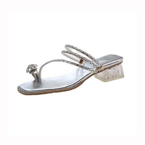 Comfortable Rhinestone Sandals Versatile for Women with Two Pairs of Slippers(38)